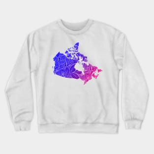 Colorful mandala art map of Canada with text in blue and violet Crewneck Sweatshirt